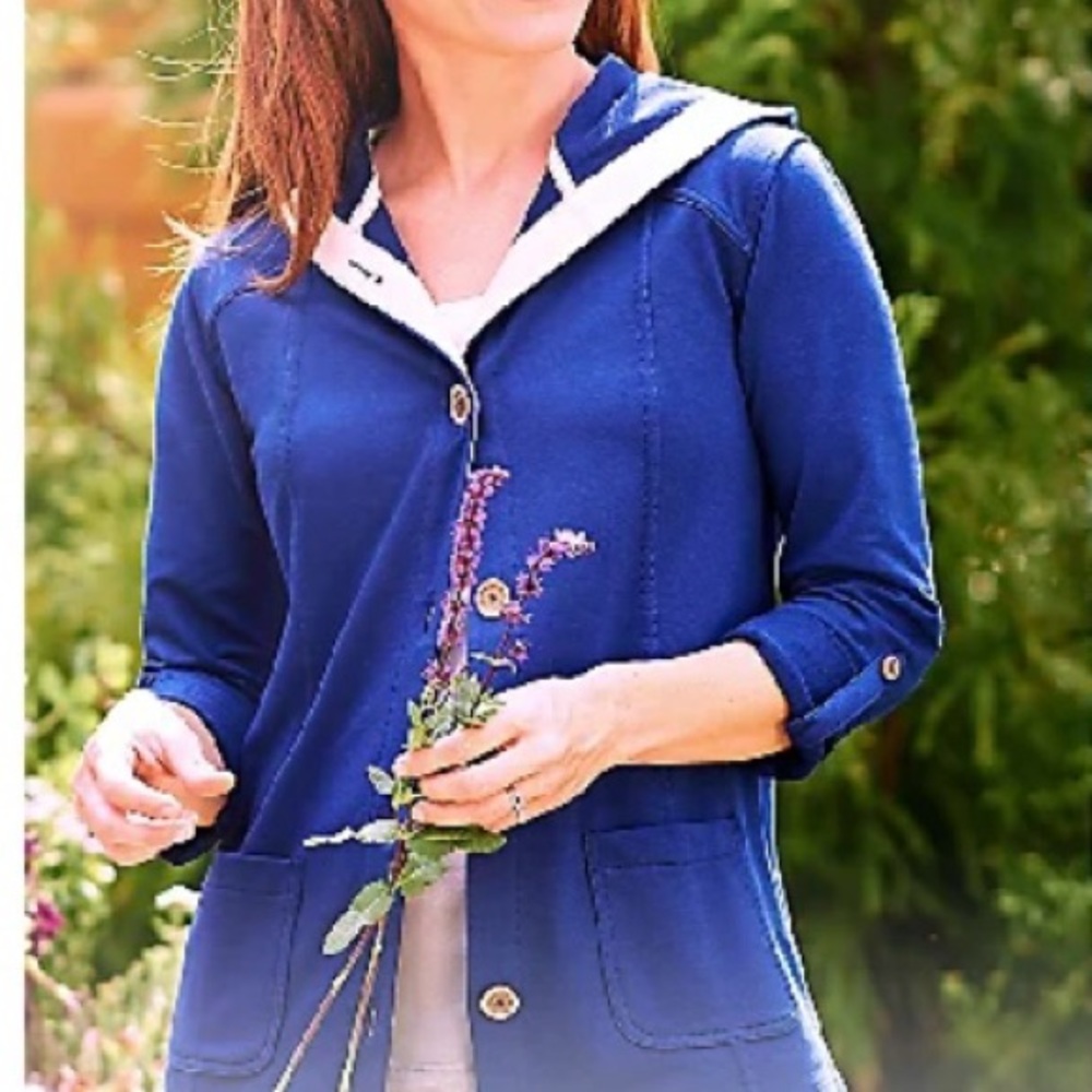 NEW Susan Graver Blue French Terry Jacket